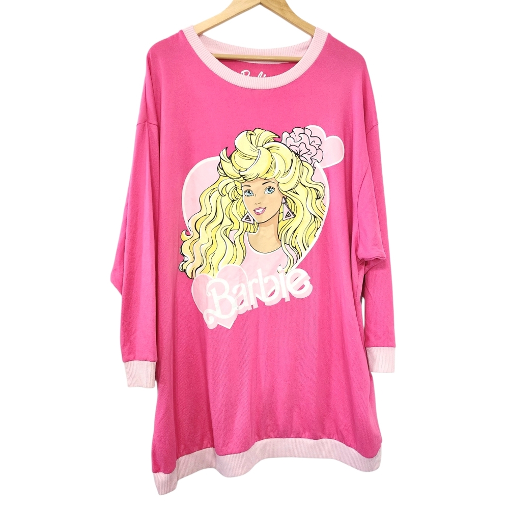 Barbie Pink Crewneck Lounger Cozy Soft Sleepwear Women's Plus Size 2X